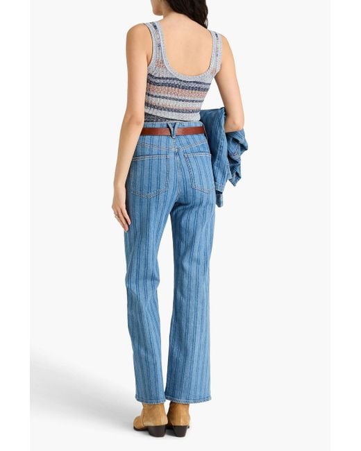 Veronica Beard Blue Crosbie hoch sitzende jeans mit weitem bein und streifen