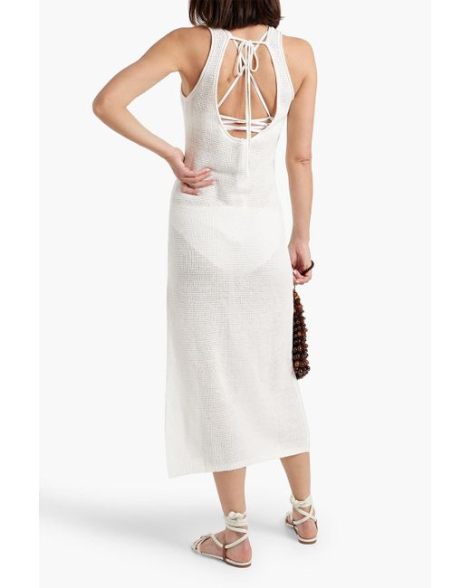 Onia White Crochet-knit Linen Midi Dress