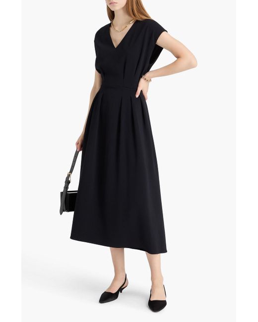 Joseph Black Turot Pleated Cady Midi Dress