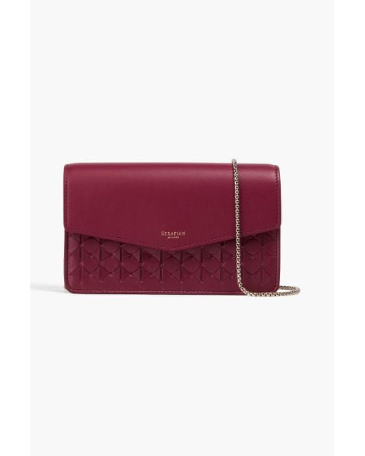 Serapian Red Mosaico Woven Leather Clutch