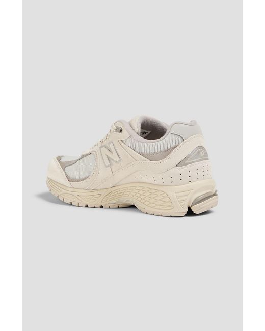 New Balance White 2002r Mesh And Suede Sneakers
