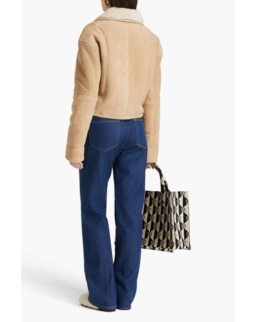 Sandro Natural Double-breasted Shearling Jacket