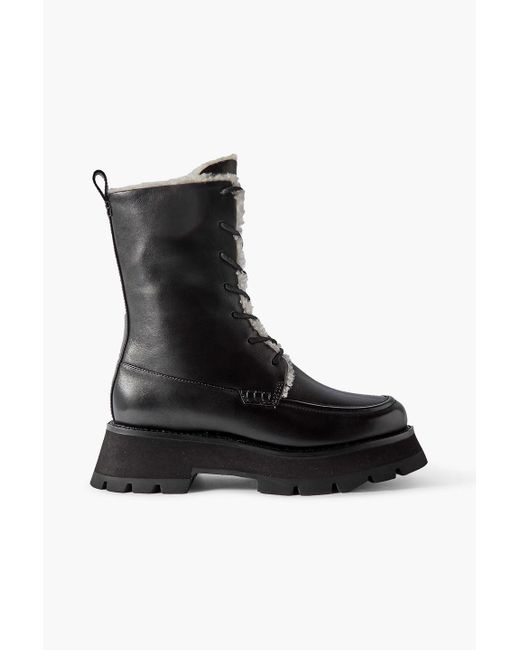 3.1 Phillip Lim Black Kate Shearling-lined Leather Combat Boots