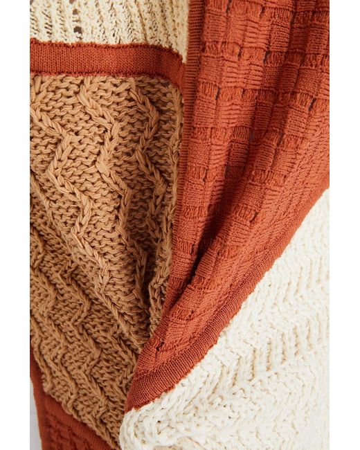 Nanushka Orange Patchwork-Effect Knitted Tunic