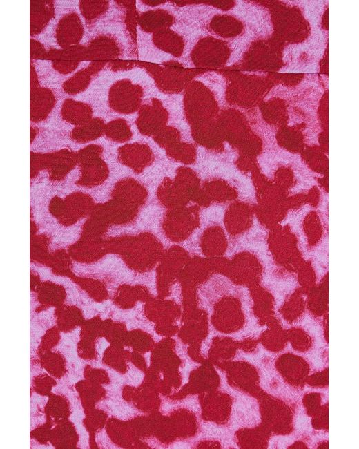 Stella McCartney Red Leopard-print Silk Crepe De Chine Midi Dress