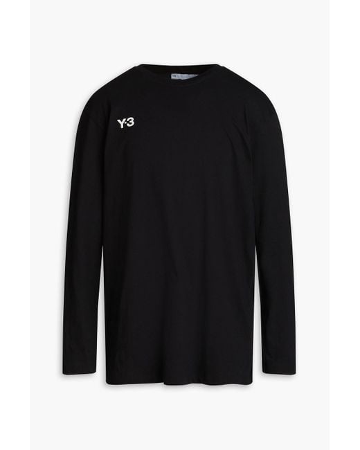 Y-3 Black Logo-print Cotton-jersey T-shirt for men