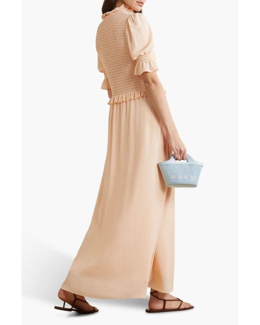 See By Chloé Natural Shirred Georgette Maxi Dress