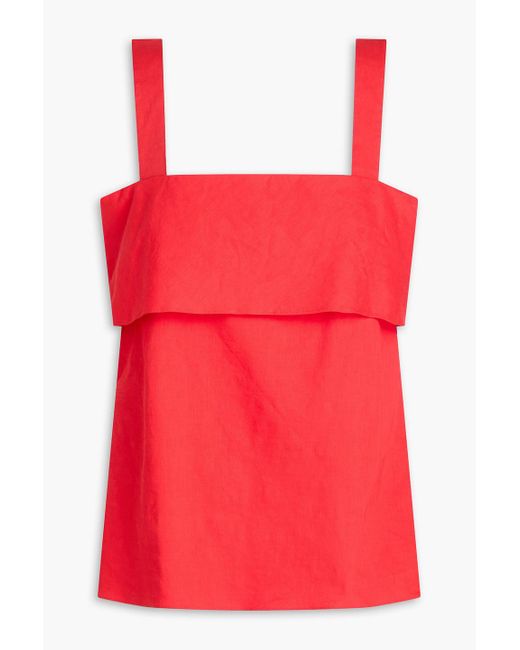 Theory Red Linen-blend Top