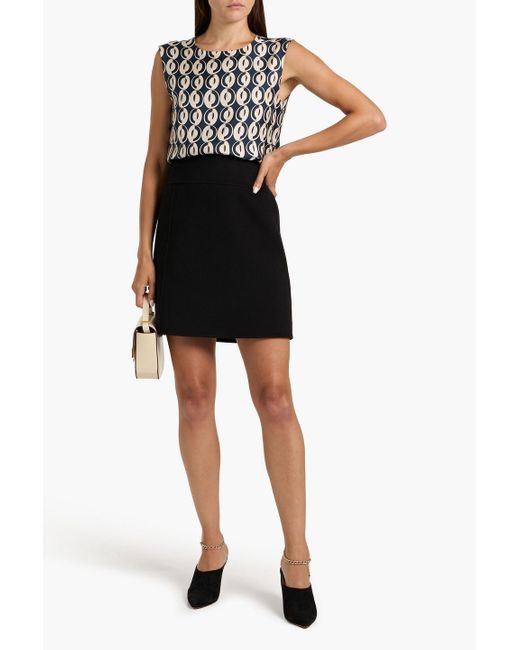Max Mara Black Time Printed Silk-Twill Top