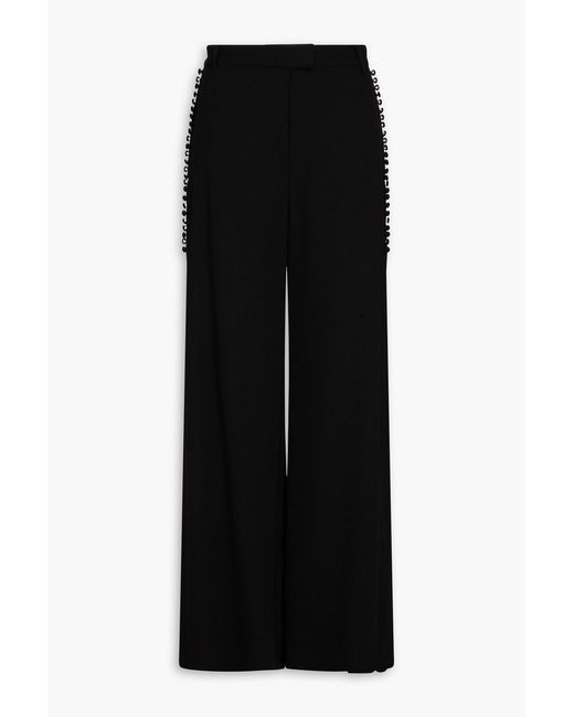 Jonathan Simkhai Black Hose "blossom" aus crêpe mit weitem bein und falten