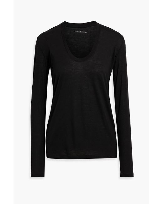 Another Tomorrow Black Oberteil aus lyocell-jersey