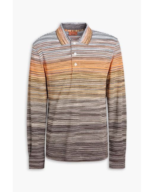 Missoni Gray Space-Dyed Cotton-Piqué Polo Shirt for men