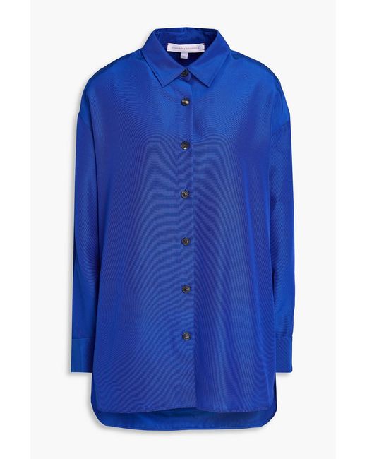 Carolina Herrera Blue Oversized Cotton-Blend Faille Shirt