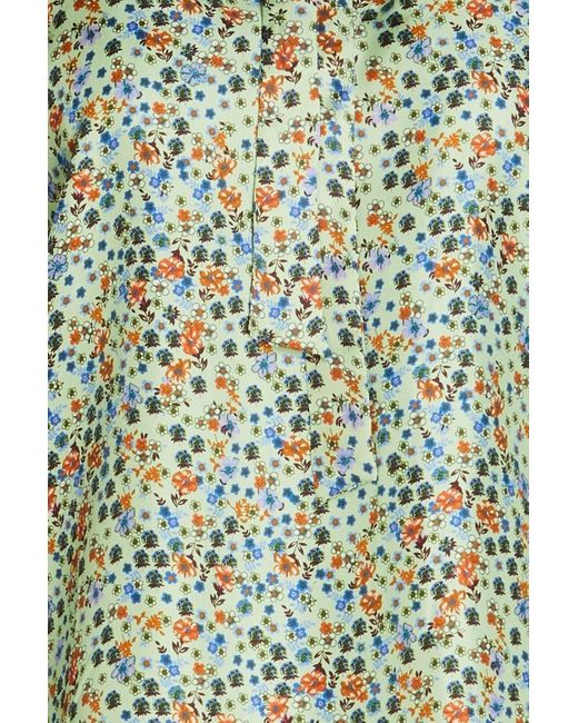 Sandro Green Clea bluse aus seiden-twill mit rüschenbesatz und print