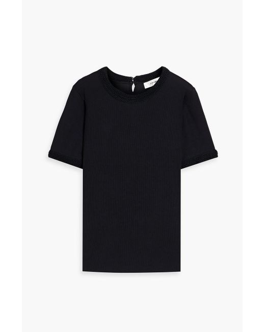 FRAME Black Crochet-Trimmed Modal-Blend Jersey T-Shirt