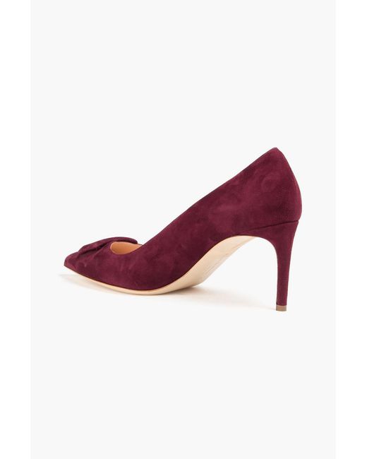 Rupert Sanderson Red Nada Embellished Suede Pumps