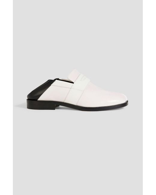 Maison Margiela White Tabi Split-toe Smooth And Glossed-leather Collapsible-heel Loafers