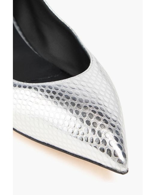 Giuseppe Zanotti White Snake-Effect Leather Point-Toe Flats