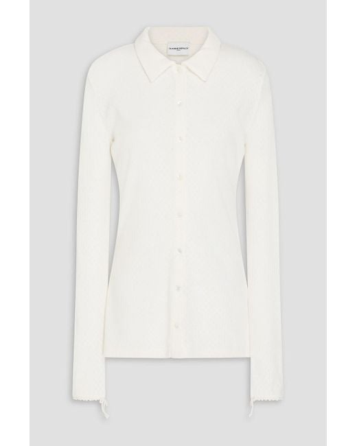 Claudie Pierlot White Pointelle-knit Cotton Shirt