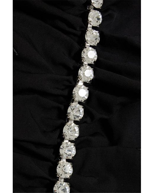 Area Black Cropped bustier-oberteil aus baumwollpopeline mit rüschen und kristallverzierung