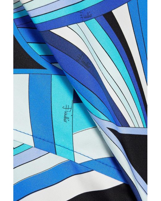 Emilio Pucci Blue Cropped Printed Cotton-poplin Top