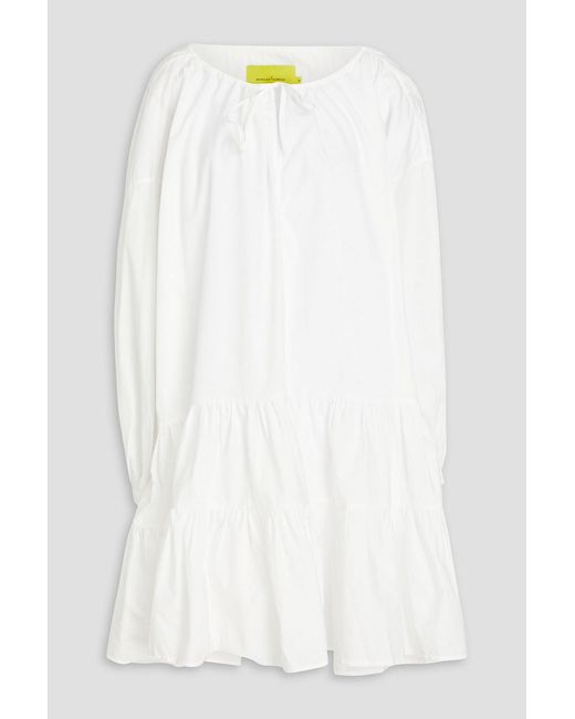 Marques'Almeida White Gathered Cotton-poplin Mini Dress