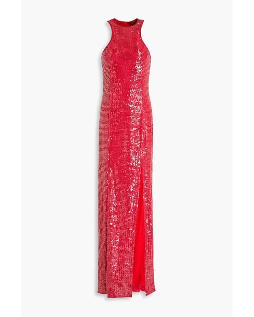 Missoni Red Sequined Crochet-knit Maxi Dress
