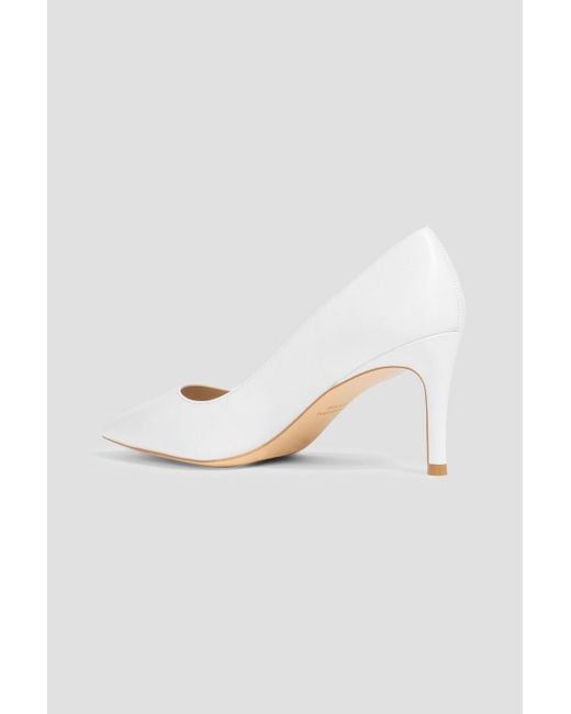 Stuart Weitzman White Leigh 75 Leather Pumps