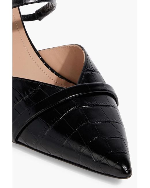 Malone Souliers Black Frankie Croc-Effect Leather Mules