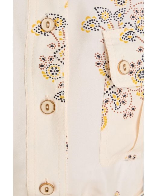Zimmermann Natural Printed Crepe De Chine Midi Shirt Dress