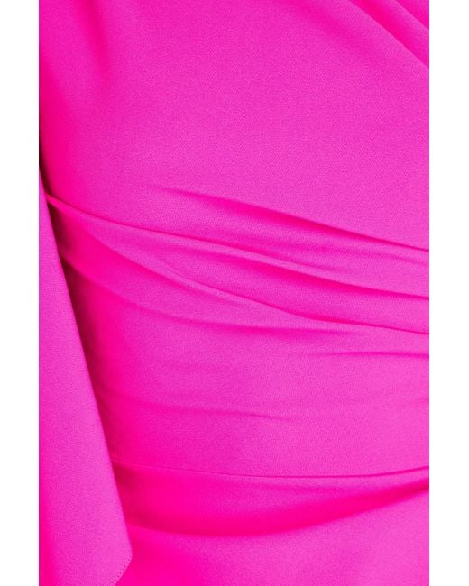 Rhea Costa Pink One-shoulder Draped Crepe Gown
