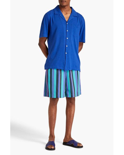 Frescobol Carioca Blue Angelo Cotton And Linen-blend Jersey Shirt for men