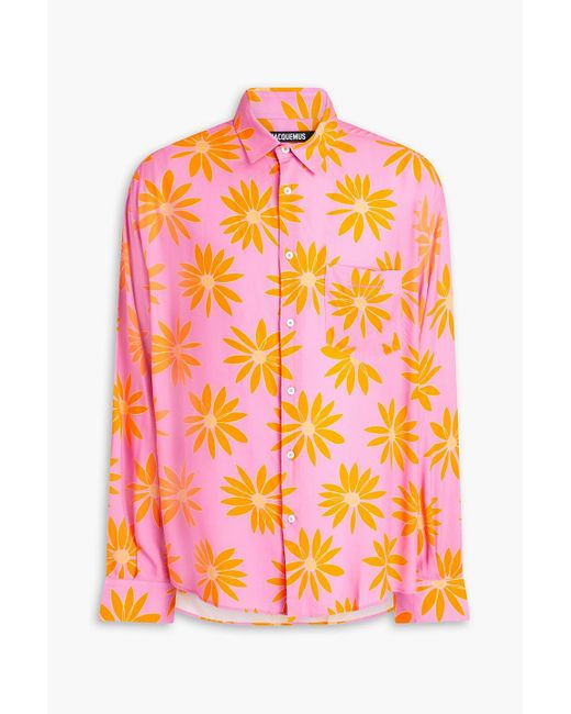 Jacquemus Pink Simon Floral-print Woven Shirt for men