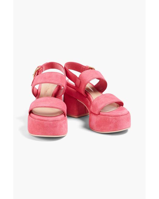 Gianvito Rossi Pink Suede Platform Slingback Sandals