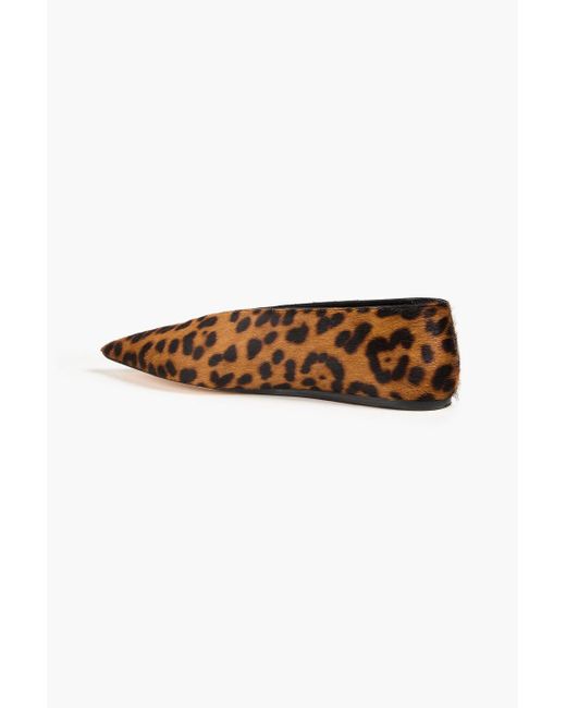 Le Monde Beryl White Babouche Leopard-print Calf Hair Point-toe Flats
