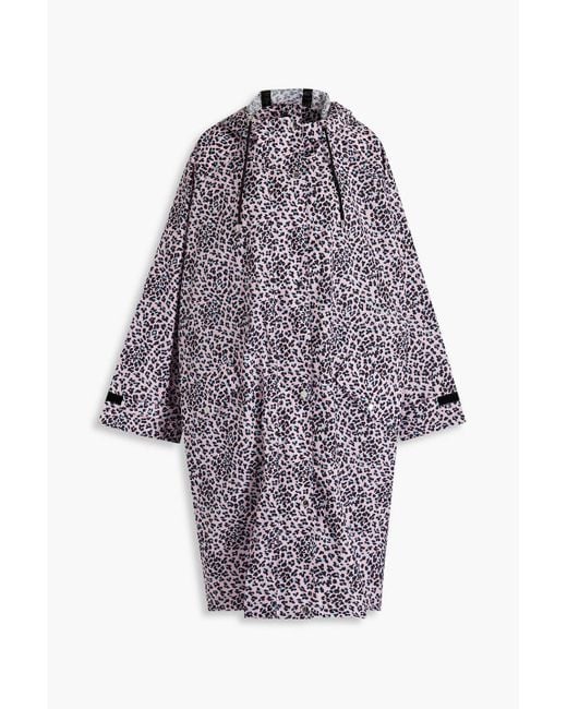 Maje Purple Leopard-print Shell Hooded Raincoat