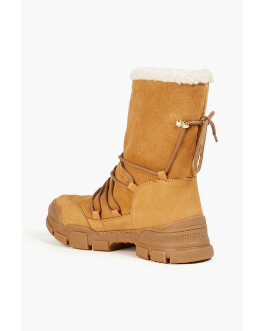 Love Moschino Brown Ankle boots aus nubukleder und veloursleder