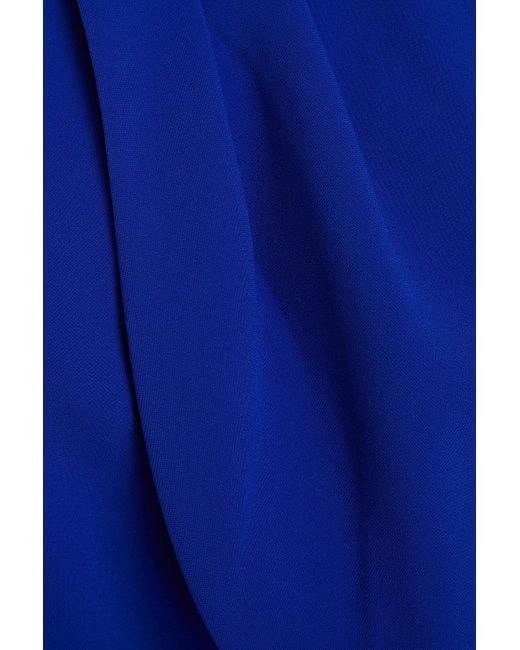 Badgley Mischka Blue Cape-effect Crepe Gown