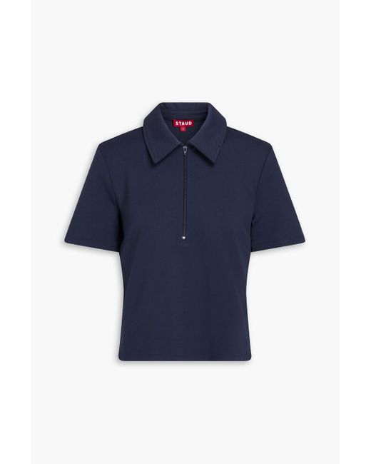 Staud Blue Lonnie Jersey Polo Shirt