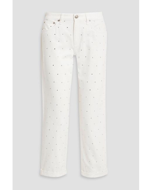 Rag & Bone White Dre Crystal-embellished Boyfriend Jeans