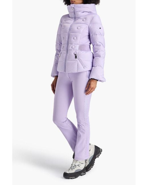Goldbergh Purple Bouton Embellished Quilted Down Ski Jacket