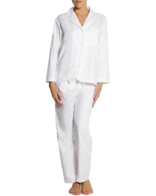 Bodas Cottontwill Pajama Pants in White | Lyst