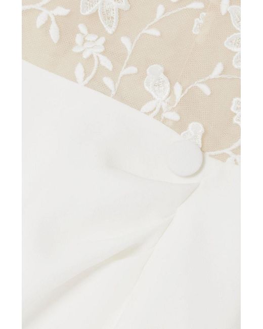 Rime Arodaky White Eleonora minikleid aus besticktem tüll und crêpe