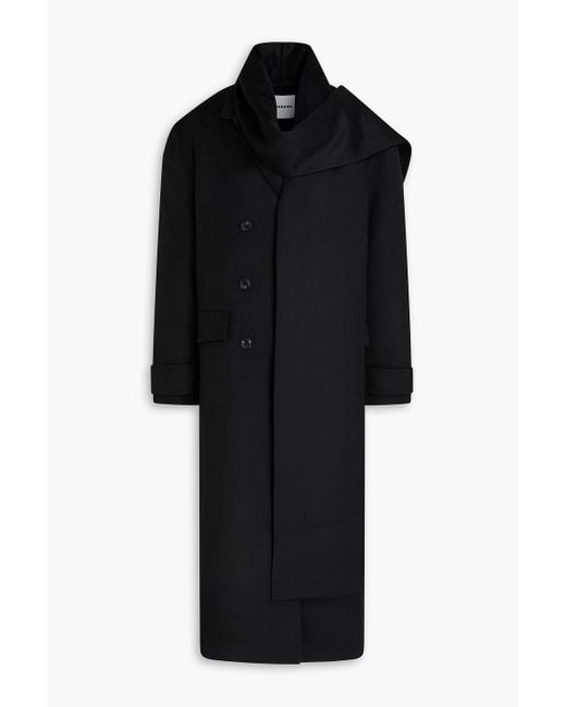 Sandro Black Double-Breasted Wool-Felt Coat