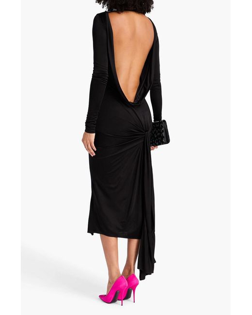 Versace Black Open-Back Jersey Midi Dress