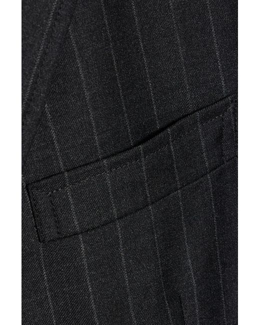 Thom Browne Black Pinstriped Wool Suit Jacket for men