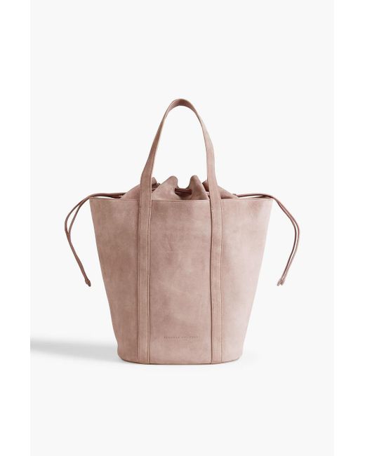 Brunello Cucinelli Pink Bead-embellished Suede Tote