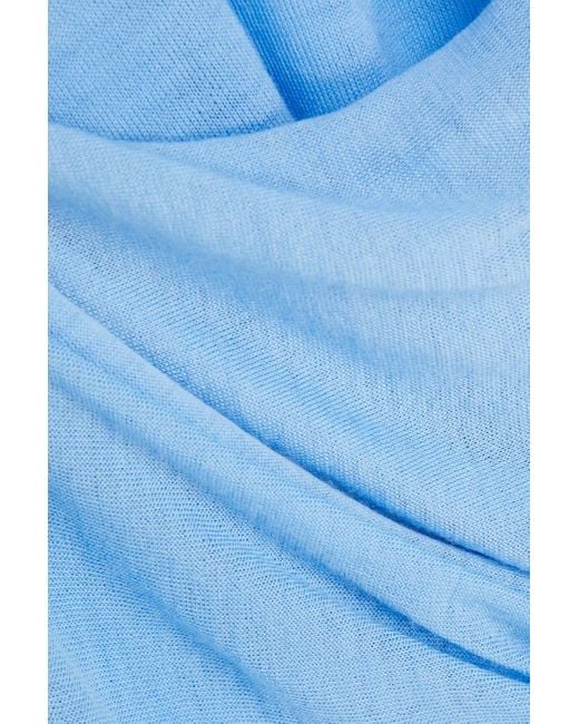 Victoria Beckham Blue Wrap-effect Draped Merino Wool Sweater