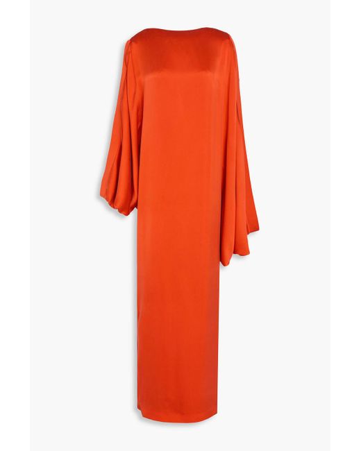 Roksanda Orange Daedra Draped Washed Silk-Satin Gown