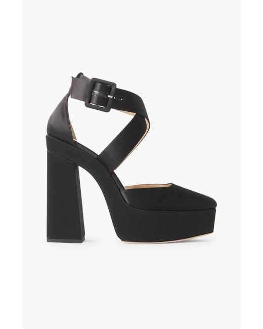 Jimmy Choo Black Gian 140 Satin Platform Pumps